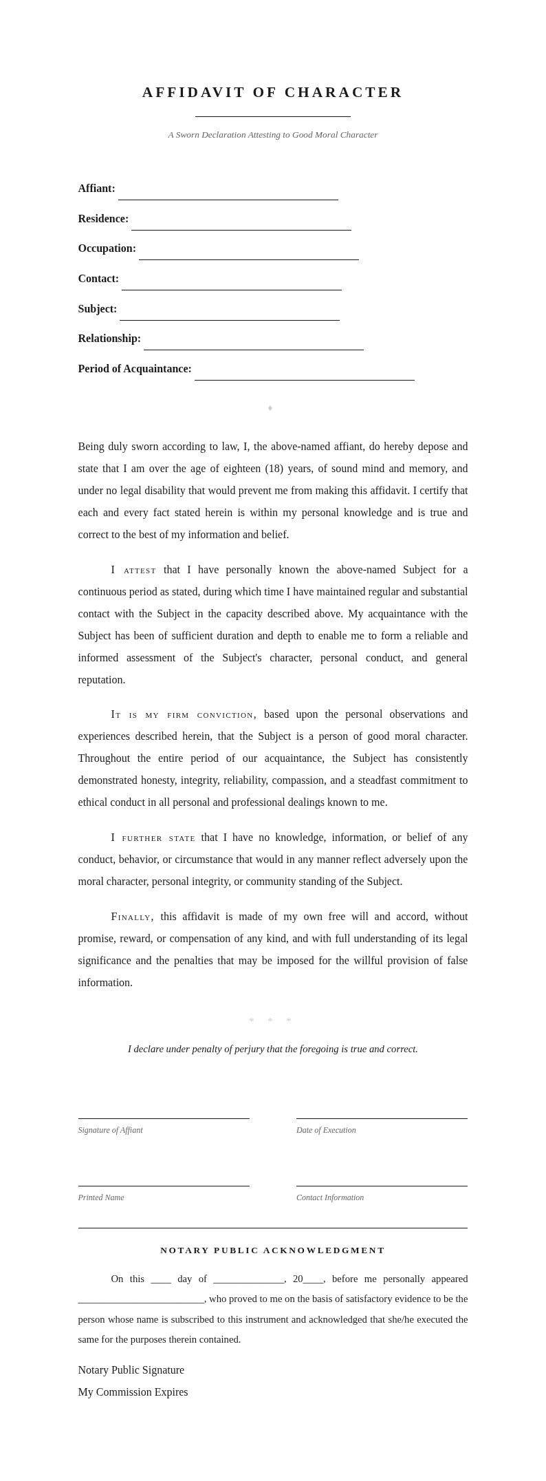 Dissertation Manuscript Affidavit of Character